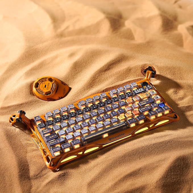 GravaStar Mercury K1 Pro Wireless Mechanical Gaming Keyboard, Aluminum Alloy 75% Layout, Hot-Swappable RGB Custom Keyboard with Linear Switches – Handcrafted Battle-Worn Yellow Edition-DeskLoop Office