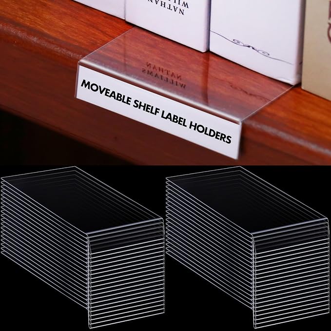 Containlol 50 Pcs Moveable Shelf Label Holders by Containlol