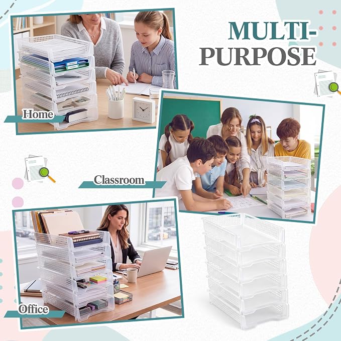 Geetery Set of 6 Turn in Trays Classroom Plastic Trays - Image 5