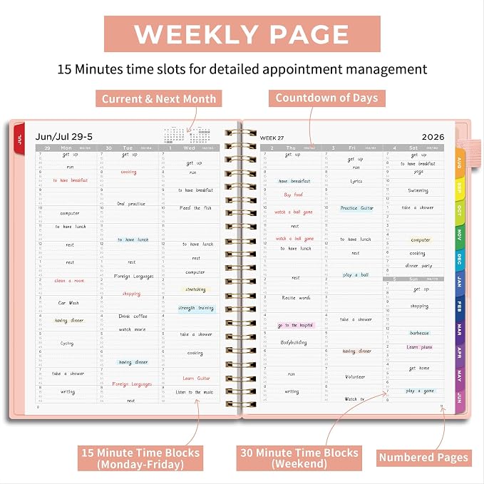 EMSHOI 2026-2027 Appointment Book, 15-Minute Hourly Academic Planner, Large Size - Image 3