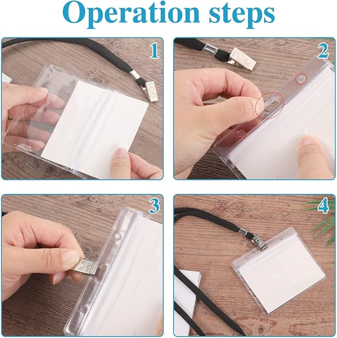 60 Pack Clear Name Tags Holder and Lanyards, Reusable Lanyard - Image 4