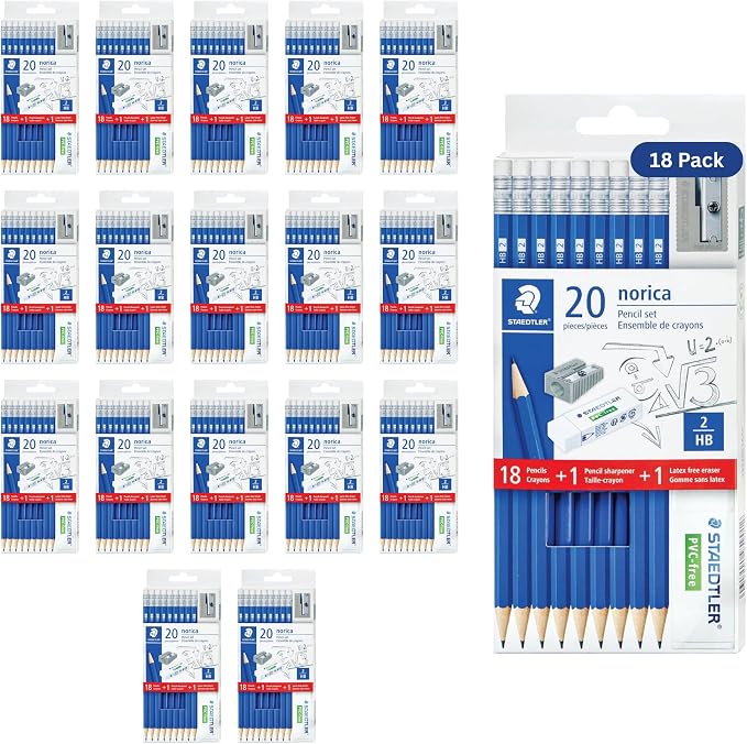 STAEDTLER Norica #2 HB Wood-Cased Pencil Set: 18 Pre-Sharpened Graphite Pencils by Staedtler