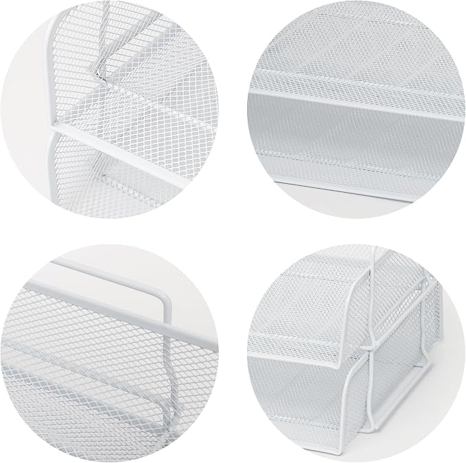 EASEPRES 2 Pack Stackable Desk Paper Tray, Metal Mesh Desktop Document Letter - Image 4