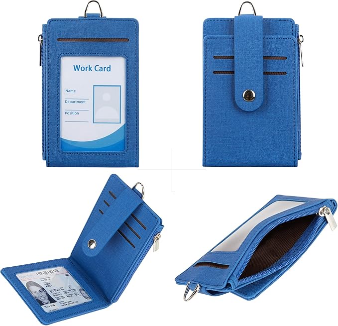 Women & Men Keychain Card Holder Case Zipper Slim Minimalist Front Pocket Wallet - Image 3
