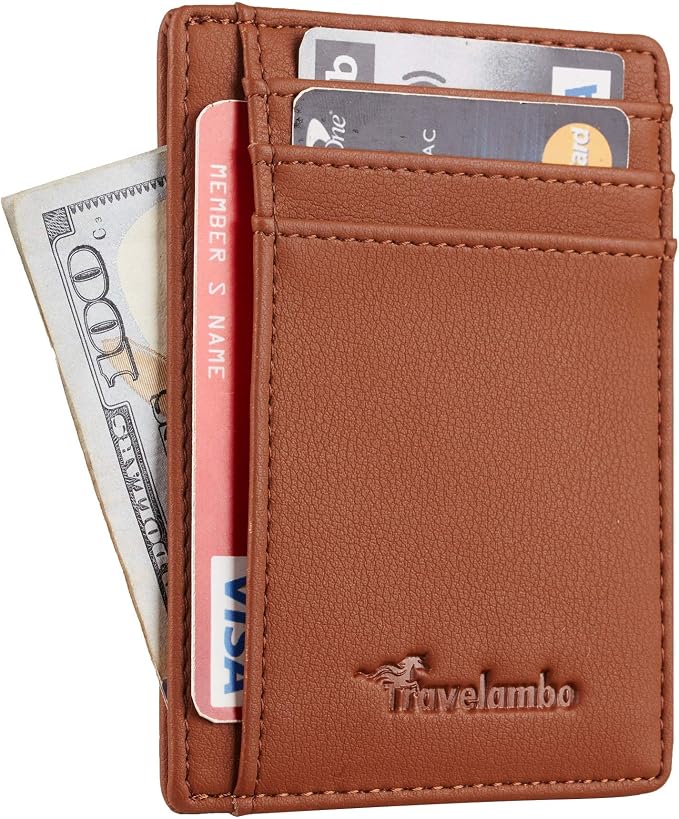 Travelambo Front Pocket Minimalist Leather Slim Wallet RFID Blocking Medium Size - Image 8