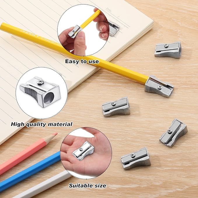 Fumete 96 Pcs Metal Mini Pencil Sharpeners Bulk Handheld Metal Pencil - Image 4