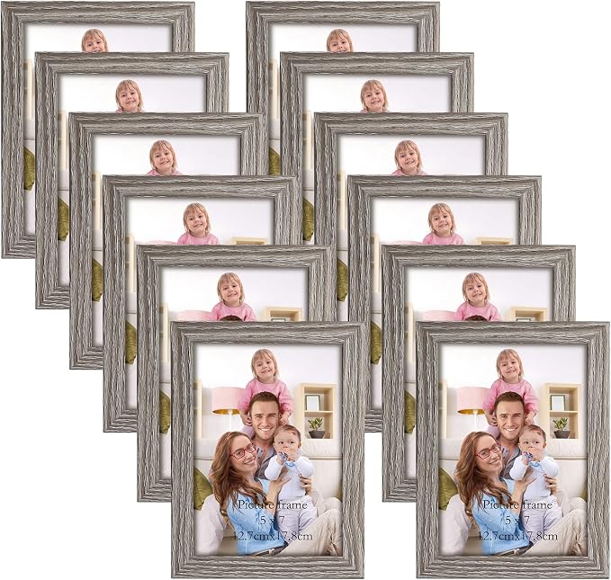 Giftgarden 5x7 Picture Frame Distressed Grey, 5 by 7 Rustic Wood-grain Gray by Giftgarden