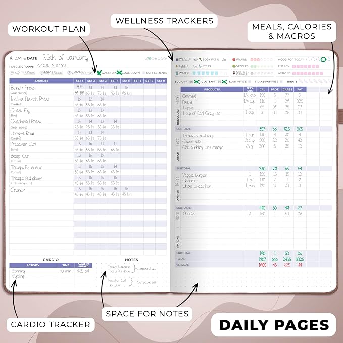 Clever Fox Fitness & Food Journal PRO – Daily Workout & Meal Planner - Image 3