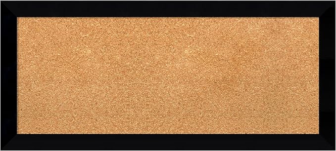 Amanti Art Natural Cork Board for Wall, 15x33 Vision Board with Black Wood Frame, Medium Corkboard Office Decor for Home Organization, Modern Contemporary Corkboard Pinboard to display items for home-DeskLoop Office