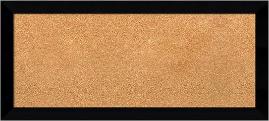 Amanti Art Natural Cork Board for Wall, 15x33 Vision Board with Black Wood Frame, Medium Corkboard Office Decor for Home Organization, Modern Contemporary Corkboard Pinboard to display items for home-DeskLoop Office