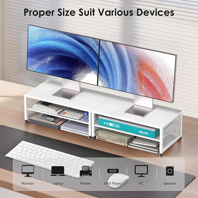 ECOLOVI 2-Tier Computer Monitor Stand Riser, Desk Organizer - Image 5