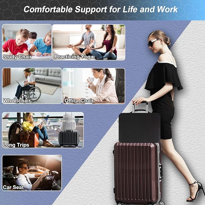 Seat Cushion, Gel Seat Cushion for Long Sitting– Back, Sciatica, Tailbone Pain Relief Pad, 19in Seat Pad for Car, Office Chair, Wheelchair, Soft Support for Long Trips-DeskLoop Office