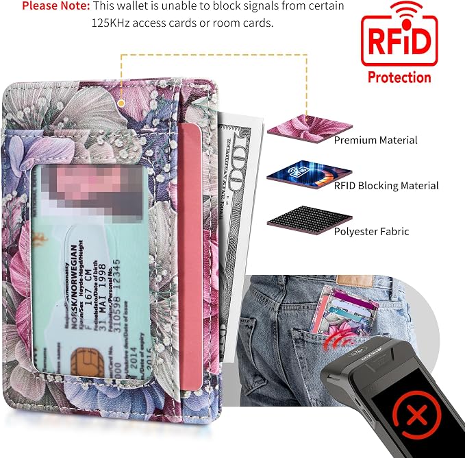 Travelambo Front Pocket Minimalist Leather Slim Wallet RFID Blocking Medium Size - Image 3