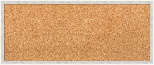 Amanti Art Natural Cork Board for Wall, 13x31 Vision Board with White Frame, Medium Corkboard Office Decor for Home Organization, Modern Corkboard Pinboard to Display Items for Home Organization in-DeskLoop Office