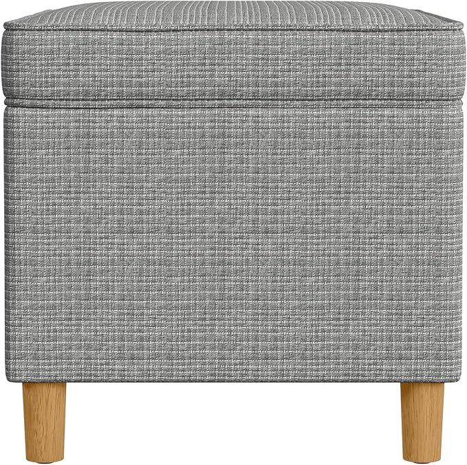 Home Decor | Dinah Collection Modern Storage Ottoman | Ottoman with Storage for Living Room & Bedroom(Sage Mini Grid Pattern)-DeskLoop Office