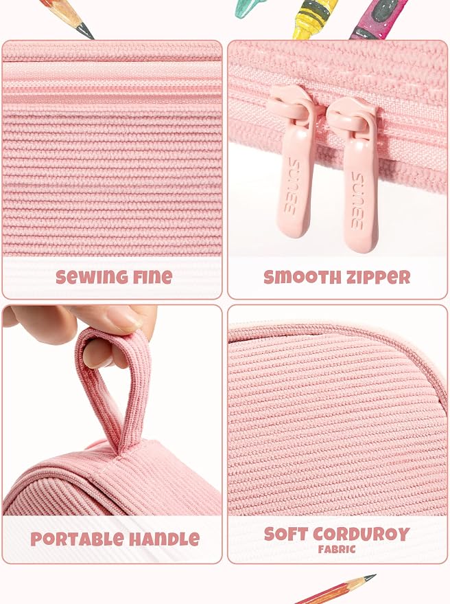 SUNEE Cute Pencil Case, Large Pencil Pouch, Aesthetic Big Pencil Bag - Image 4