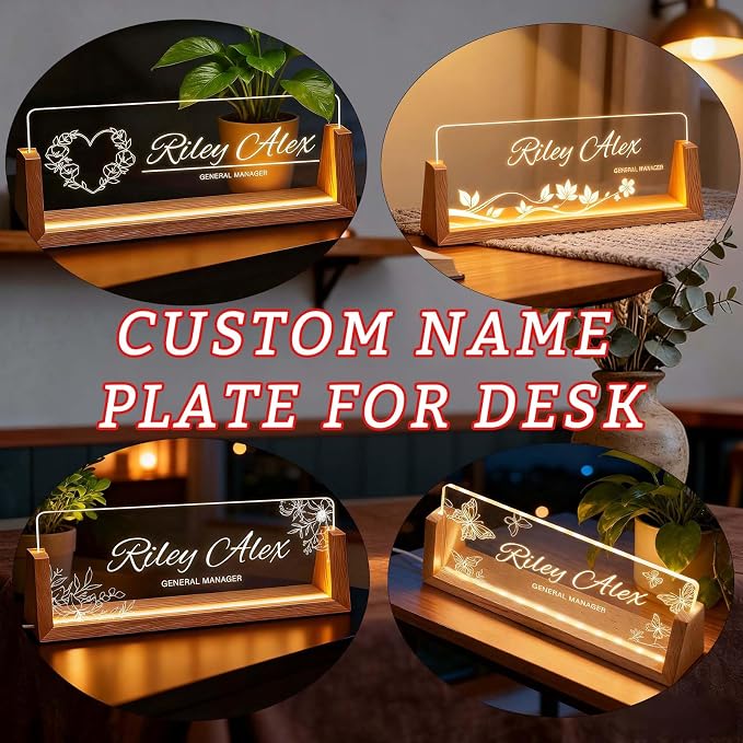 Custom Name Plate for Desk, Personalized Light Up Acrylic Office Sign for - Image 3