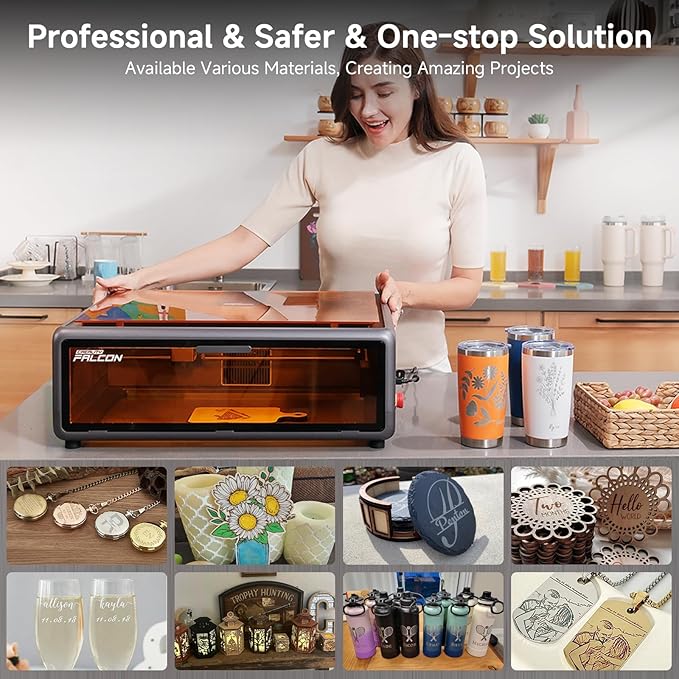 Creality Falcon A1 10W Laser Engraver, Enclosed Laser Cutter with Air Assist, HD Camera Positioning, Beginner-Friendly, Class 1 Safety Laser Engraving Machine for Wood and Metal, Acrylic-DeskLoop Office