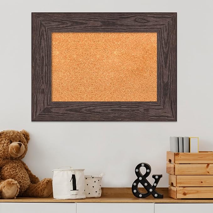 Amanti Art Natural Cork Board for Wall, 18x24 Vision Board with Black Wood Frame, Small Corkboard Office Decor for Home Organization, Country Rustic Corkboard Pinboard to Display Items for Home-DeskLoop Office