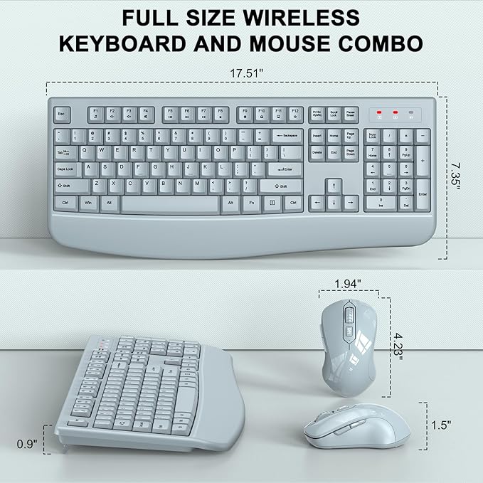 Wireless Keyboard and Mouse Combo, ULSOU 2.4G Full-Sized Ergonomic Computer - Image 6