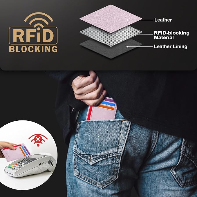 Travelambo Slim Wallet Front Pocket Minimalist Leather RFID Blocking Medium Size - Image 5