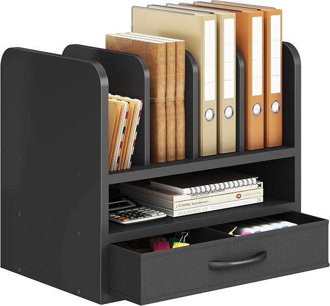 Desk File Organizer for Home, Wooden Frame Desktop Storage Solution for Office by NiOffice