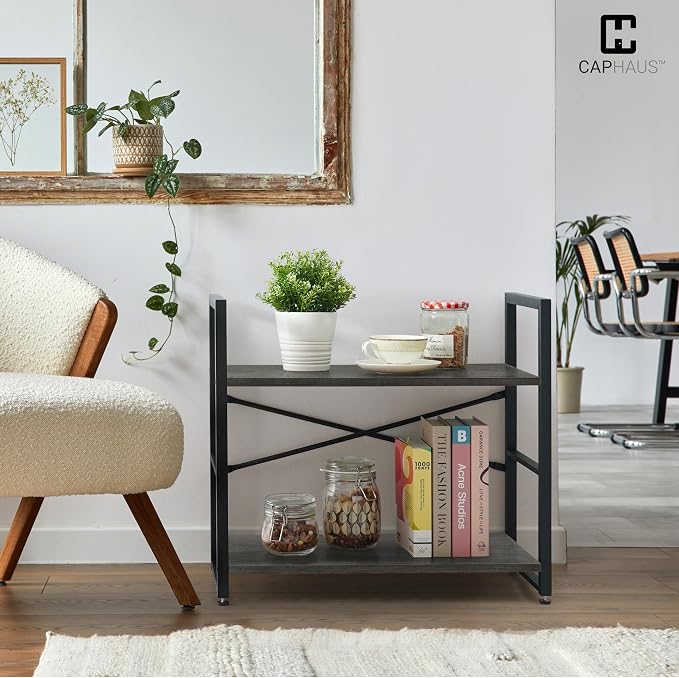 CAPHAUS 3 Tier Small Bookshelf, 24 Inch Width Free Standing Shelf, Bookcase - Image 4