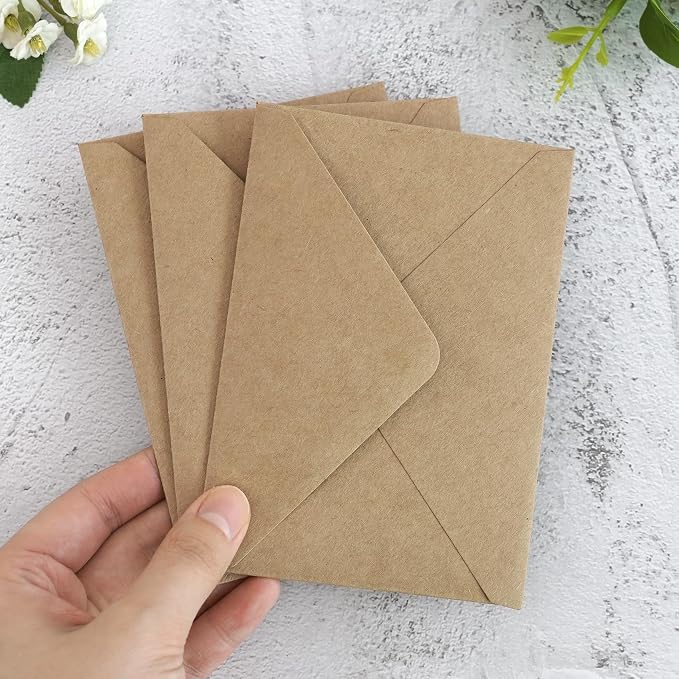PONATIA 50 Pack A1 Envelopes, 3.62 x 5.2'' Brown Envelopes Perfect - Image 7