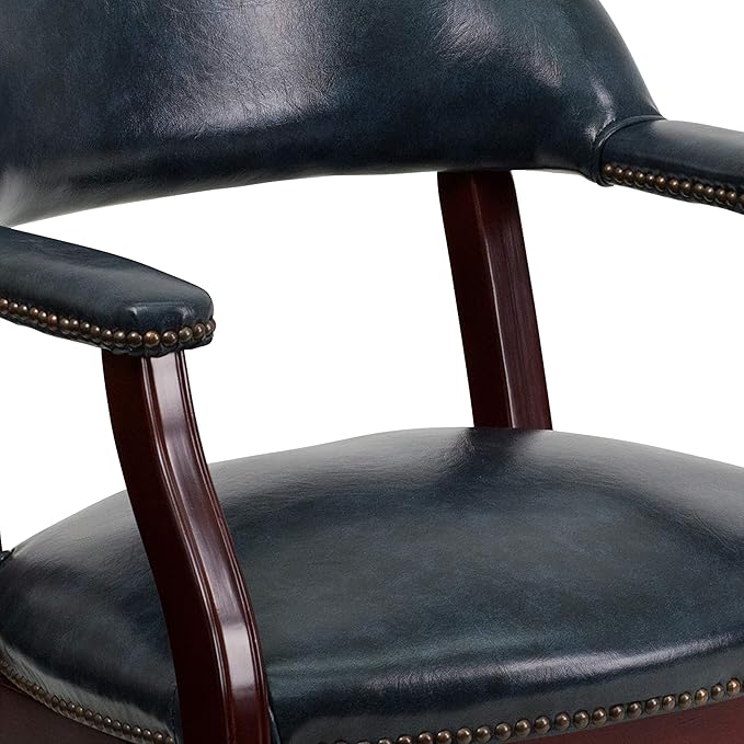EMMA + OLIVER Navy Vinyl Luxurious Conference Chair with Casters-DeskLoop Office