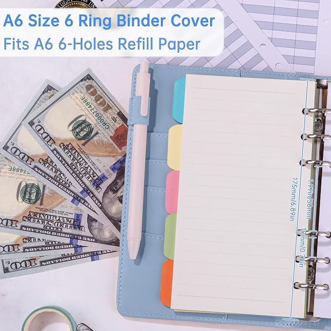 Antner A6 Notebook Binder Refillable 6 Ring Budget Binder Cover - Image 3