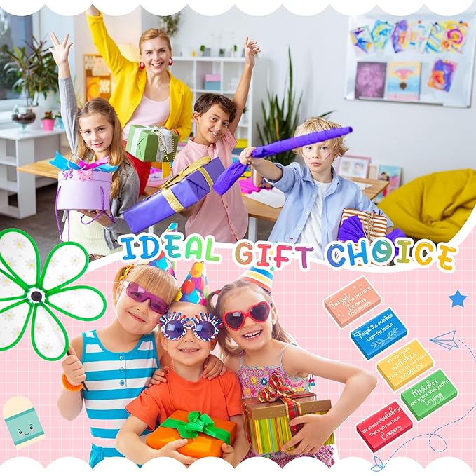 Nezyo 150 Pcs Inspirational Erasers Bulk for Kids Back to School Gifts Neon Colored Pencil Erasers Motivational Reward Supplies for Classroom Students Drawing-DeskLoop Office