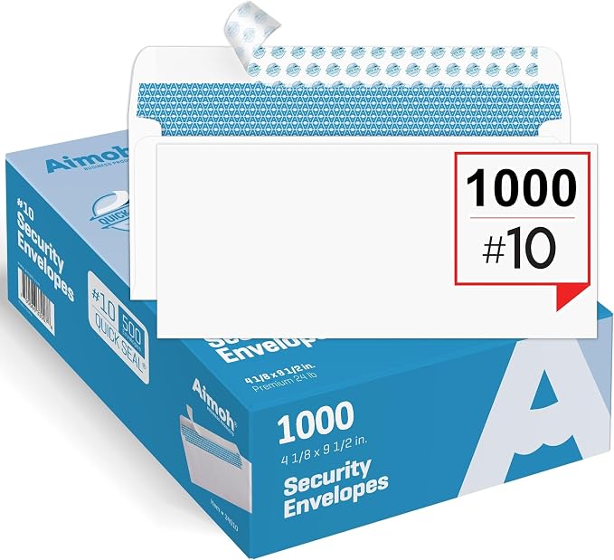Aimoh 1000#10 Security Self-Seal Envelopes, Windowless Design, Premium Security - Image 2