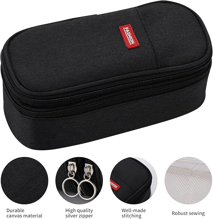 Dugio Big Pencil Case for Boys Organizer Pencil Bag with Zipper Pencil Pouch for School Teens Kids Aesthetic Large Pencil Pouch Black-DeskLoop Office