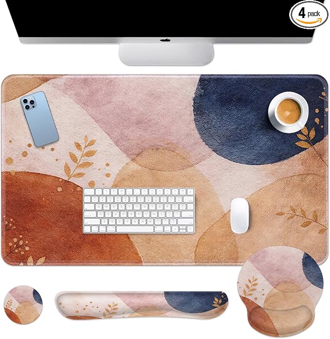 Britimes Abstract Boho Keyboard Mouse Pad Set 4in1 Large Mousepad+Keyboard by Britimes