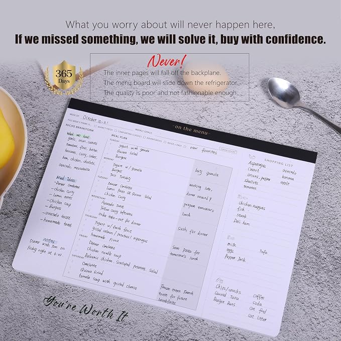 Weekly Meal Planner with Recipes and Grocery List Magnetic Notepad - Image 6