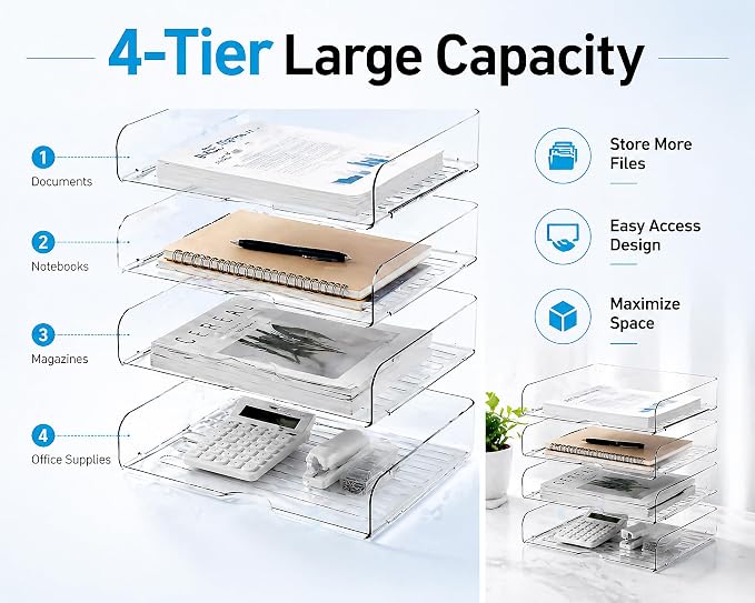 DCA 4 Tier Clear Desk Organizer - Image 3