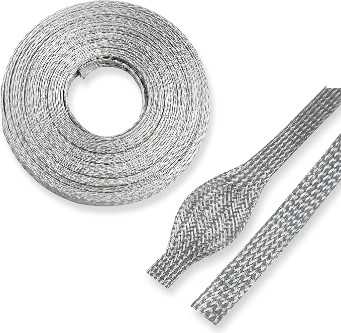 Tinned Copper Braid Metal Cable Shielding Sleeve Ground Straps Interference by BuyUneed