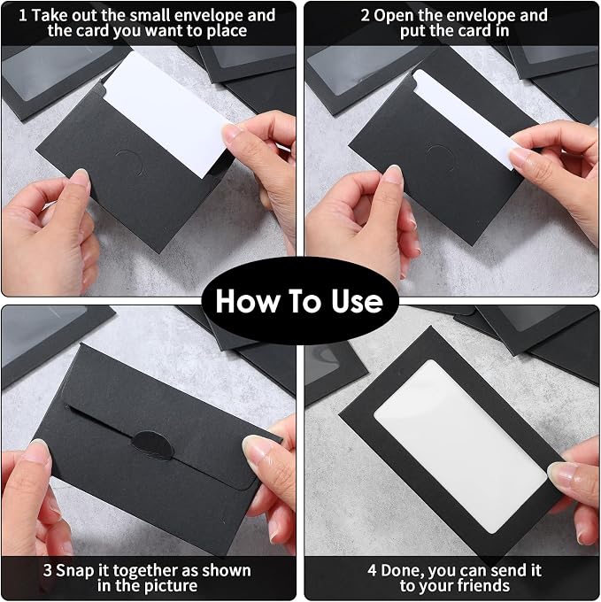 120 Pcs Window Gift Card Envelopes 3.9 x 2.4 Inch Credit Cards Size | Black - Image 4