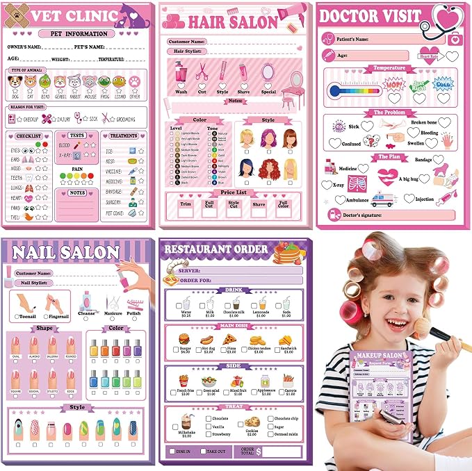 Eaasty Kids Pretend Play Notepads 4 x 6 Inch Pads by Eaasty