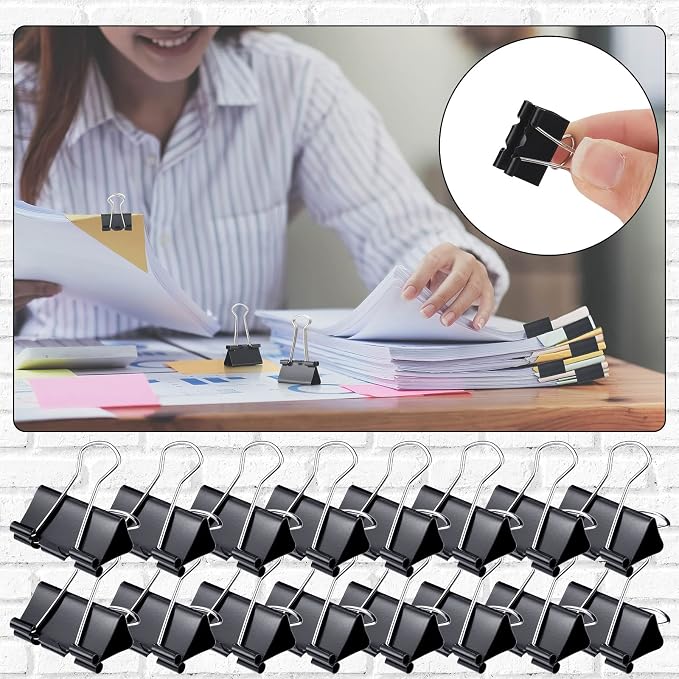 Yexiya 1000 Pcs Binder Clips Bulk Assorted Sizes Black Paper Clips Small Binder - Image 6