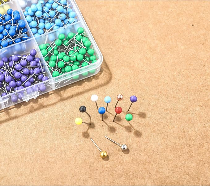600 PCS Push Pins Map Tacks, 10 Assorted Colors in Reconfigurable Containers - Image 3