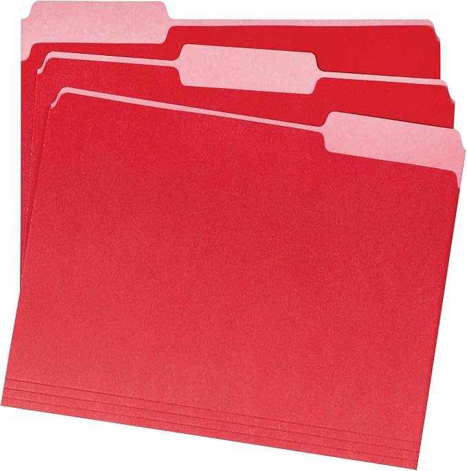 Amazon Basics File Folders for Organization, Letter Size, 1/3 Cut Tab - Image 2