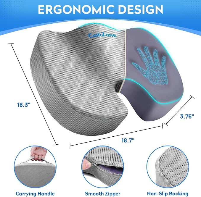 CushZone Seat Cushion, Office Chair Cushions, Car Seat Cushion, Non-Slip - Image 4