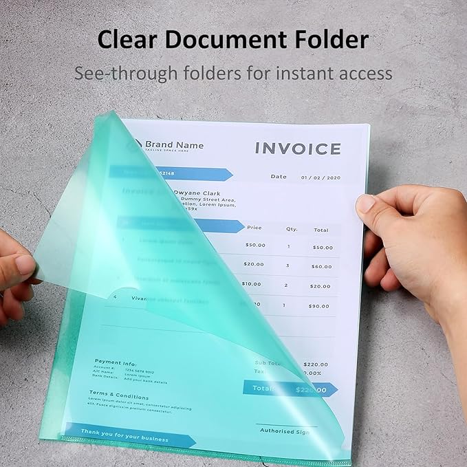 WOT I 36 Pack Clear Document Folders, Plastic Transparent Folders Copy Safe - Image 2