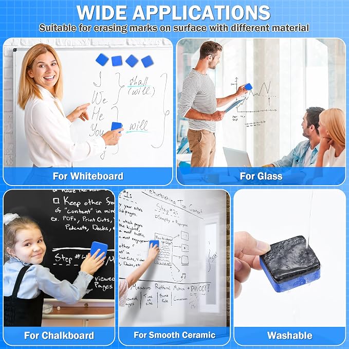 EAONE 48 Pack Dry Erase Eraser, Magnetic Whiteboard Cleaner Mini Chalkboard - Image 6