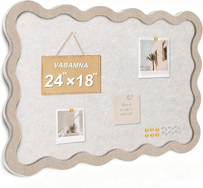 VABAMNA Scalloped Felt Bulletin Board 24"x18", Felt Cork Board Alternative by VABAMNA