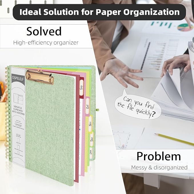 Ospelelf Green Foldable Spiral Clipboard Folio - Image 5