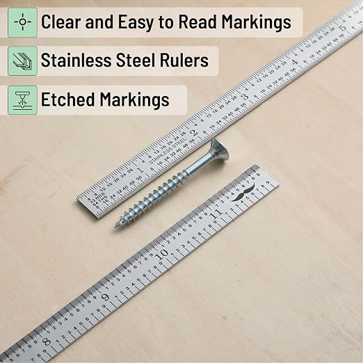 Mr. Pen- Machinist Ruler, 12 Inch, 2 Pack, Stainless Steel Imperial | Precision - Image 3