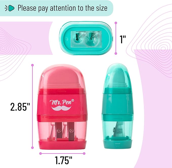 Mr. Pen- Pencil Sharpener & Eraser, 4 Pack | 2-in-1 Manual Sharpeners - Image 3