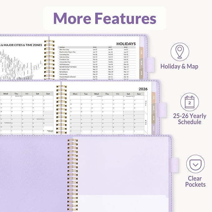 SUNEE 2026 Weekly & Monthly Planner 6.4"x8.5"- 12 Month, Vegan Leather Cover - Image 7